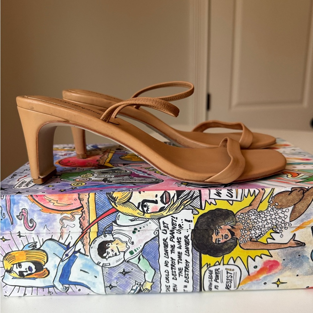 Jeffrey Campbell Tan Strappy Mid-Heel Sandals